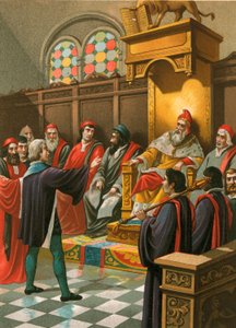 Kolumb przed Senatem w Wenecji autorstwa Spanish School
