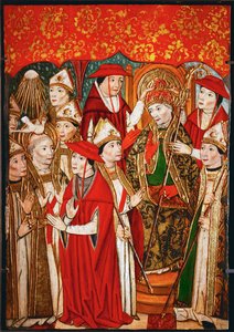 Konsekracja papieża (olej na drewnie) autorstwa Spanish School