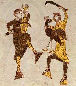 F.86 Dwóch mężczyzn tańczy, z Apokalipsy Beatus z Santo Domingo de Silos autorstwa Spanish School