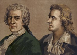 Friedrich Gottlieb Klopstock i Friedrich Schiller, poeci niemieccy autorstwa Spanish School