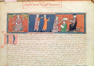 Guillaume Jaubert składa przysięgę przed królem Jakubem I (1207-76) Majorki, z Capbreu de Clayra et de Millas, 1292 autorstwa Spanish School