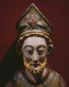 Głowa św. Piotra, koniec XIII-początek XIV wieku (drewno malowane i złocone)