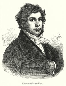 Jean-Francois Champollion , francuski uczony, filolog i odczytujący starożytne egipskie hieroglify (lit) autorstwa Spanish School