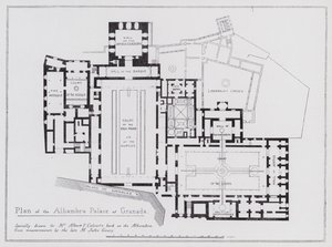 Plan pałacu Alhambra w Granadzie (lito) autorstwa Spanish School