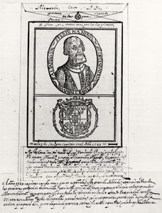 Portret Hernando Cortesa (1485-1547) i jego ramiona autorstwa Spanish School