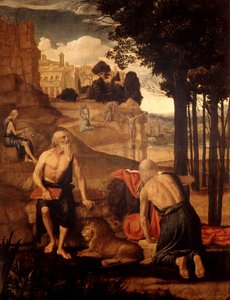 Sceny z życia św. Hieronima; Św. Franciszek w ekstazie z bratem Leonem autorstwa Spanish School