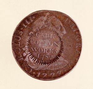Srebrna moneta (8 reali) z Hiszpanii: panowanie Karola III (1759-1788). 1777 z kontrasygnatem z 1787 r. Śr. 3,9 cm Neapol, muzeum archeologiczne autorstwa Spanish School