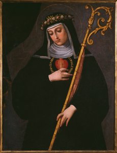 Św. Gertruda Wielka niosąca Najświętsze Serce Jezusa autorstwa Spanish School