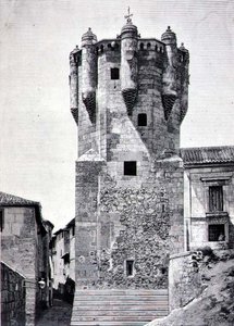 Wieża posiadacza kluczy, zbudowana ok. 1480 r. w Plazuela de Menores w Salamance autorstwa Spanish School