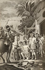 Hiszpański podbój Chile przez Alonso de Ercilla, z „La Araucana”, publikacja Barcelona, 1827 (rycina) autorstwa Spanish School