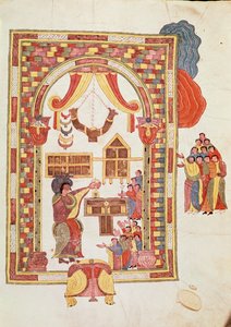 Świątynia Jerozolimska, z Wizygotycko-Mozarabskiej Biblii św. Izydora, fol.50r., AD 960 (tempera na welinie)