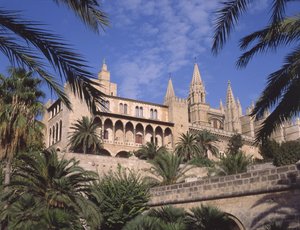 Widok na pałac La Almudaina, Palma de Mallorca autorstwa Spanish School