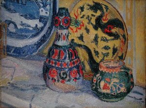Martwa natura z postaciami orientalnymi autorstwa Spencer Frederick Gore