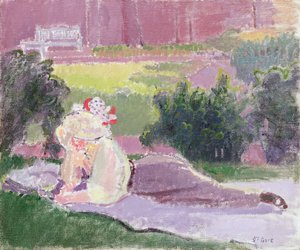 Żona artysty w ogrodzie Rowlandson House autorstwa Spencer Frederick Gore