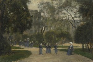 Zakonnice i uczennice w Ogrodach Tuileries, Paryż, lata 1870-1880