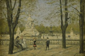 Place de la Concorde, widok z tarasu Tuileries, ok. 1880 (olej na drewnie) autorstwa Stanislas Victor Edouard Lepine