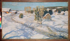 Niebieski śnieg. Malarstwo Stanisława Julianowicza Żukowskiego (Żukowski) (1873-1944), olej na płótnie