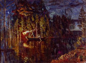 Nocne łowienie z kuszą na wiosnę, 1916 autorstwa Stanislav Julianovic Zukovskij