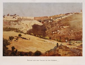Akwarela Stanleya Inchbolda przedstawiająca Dolinę Cedronu, Jerozolima, Palestyna 1906