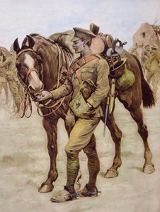 „Sharing Rations” – opublikowana w „The War Illustrated”, 23 grudnia 1916 (kolor lito) autorstwa Stanley L. (after) Wood