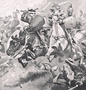 Bitwa pod Shrewsbury, 21 lipca 1403, ilustracja z „British Battles on Land and Sea”, wydanej przez Cassell, Londyn, ok. 1910