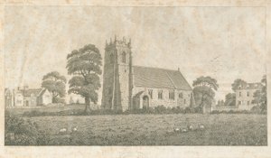 Adbaston Church: grawerowanie linii i kropkowania, bd [ok. 1800] autorstwa Stebbing Shaw
