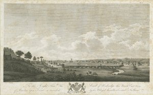 Burton-upon-Trent Bridge and Town: grawerowanie, 1779 autorstwa Stebbing Shaw