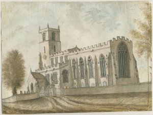 Checkley Church: malarstwo akwarelowe, bd [1762-1802] (malarstwo) autorstwa Stebbing Shaw