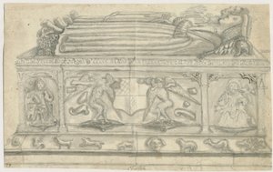 Clifton Campville Church - Vernon Monument: rysunek ołówkiem, bd [1762-1802] autorstwa Stebbing Shaw