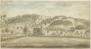 Colwich Church and Oakedge House: malarstwo akwarelowe, bd [1762-1802] (malarstwo) autorstwa Stebbing Shaw