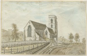 Kościół w Colwich: malowidło akwarelowe, bd [1762-1802] autorstwa Stebbing Shaw
