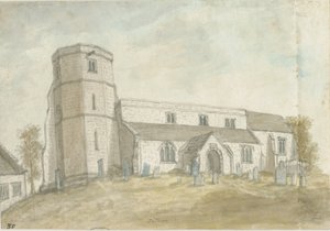 Kościół Dilhorne: malarstwo akwarelowe, bd [1762-1802] (malarstwo) autorstwa Stebbing Shaw