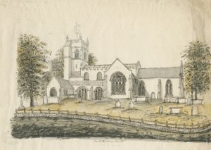 Madeley Church: rysunek akwarelą, bd [1762-1802] autorstwa Stebbing Shaw