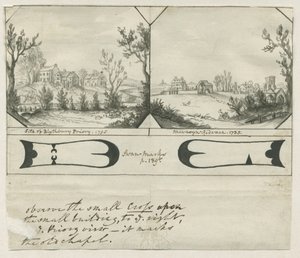 Mavesyn Ridware - Miejsce Blythbury Priory: indyjski rysunek tuszem, 1795 autorstwa Stebbing Shaw