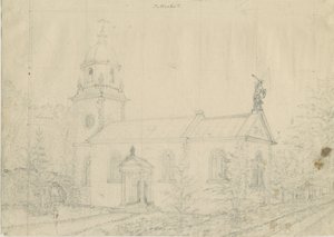 Kościół Patshull: rysunek ołówkiem, bd [1762-1802] autorstwa Stebbing Shaw