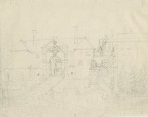 Patshull House: rysunek ołówkiem, bd [?1762-1802] autorstwa Stebbing Shaw