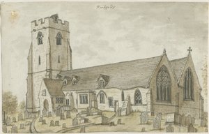 Rugeley Church (Stary): obraz akwarelowy, bd [1762-1802] (malarstwo) autorstwa Stebbing Shaw