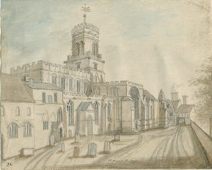 Stafford - Kościół Mariacki: malarstwo akwarela i [ok. 1790] (malarstwo) autorstwa Stebbing Shaw