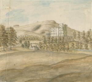 Zamek Stourton: malarstwo akwarelowe, bd [1762-1798] autorstwa Stebbing Shaw