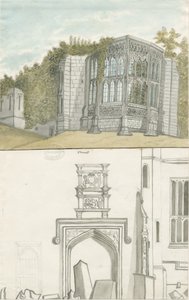 Tixall - Okno gotyckie i antyki heraldyczne: malarstwo akwarelowe, bd [1762-1802] (malarstwo) autorstwa Stebbing Shaw
