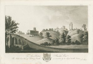 Tutbury Castle - North East View: grawerunek akwatinty, bd [c 1798] (druk) autorstwa Stebbing Shaw