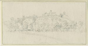 Zamek Tutbury: rysunek ołówkiem, bd [1762-1802] autorstwa Stebbing Shaw