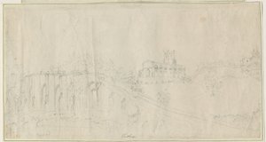 Tutbury Church and Castle - North East View: rysunek ołówkiem, bd [1762-1802] (rysunek) autorstwa Stebbing Shaw
