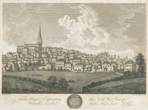 Walsall Town - widok na północny zachód: grawerowanie, nd [c 1798] autorstwa Stebbing Shaw