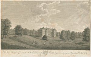 Wrottesley Hall: grawerowanie, bd [ok. 1798] (druk) autorstwa Stebbing Shaw