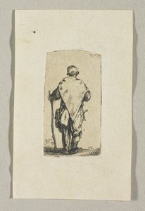 Stojący mężczyzna ubrany w biały płótno autorstwa Stefan Juliusz Norblin de la Gourdaine