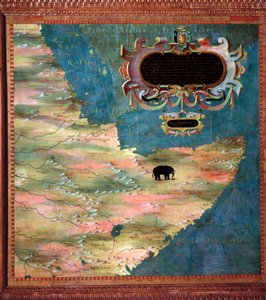 Afryka Wschodnia (Somalia i Etiopia) Mapa wykonana przez Stefano Bonsignori (? -1589) włoskiego kosmografa i malarza. Około 1581 roku. Florencja, Palazzo Vecchio, Sala del Mappamondo