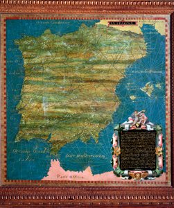 Hiszpania i Portugalia Mapa wykonana przez Stefano Bonsignori (?-1589) włoski kosmograf i malarz. Około 1581 r. Florencja, Palazzo Vecchio, Sala del Mappamondo