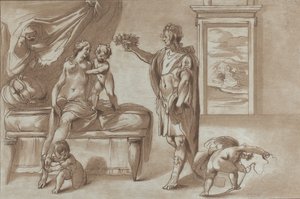 Mars oferuje Wenus kwiatowy wieniec, 1760-90.