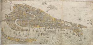 Prawdziwy i prawdziwy rysunek miasta Wenecji. Panorama Wenecji, 1676. autorstwa Stefano Scolari